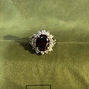 925 Sterling Silver Ring With Natural Garnet Gemstone opening free-to any size
